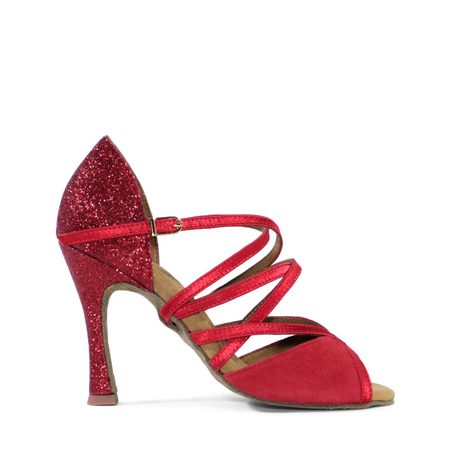 Sapato de Dança Galaxy de Salto Alto fabricado em Glitter Vermelho
